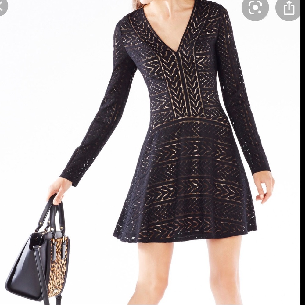 BCBG Maxazria Kinley Cable Stripe Lace Dress